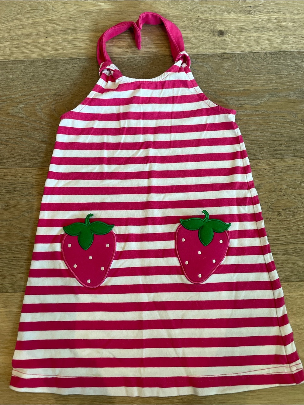 Florence Eiseman Pink and White Striped Strawberry Halter Dress